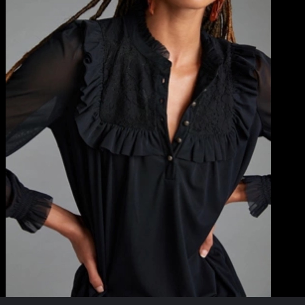 Anthropologie Elegant Black Ruffled Women's Top
